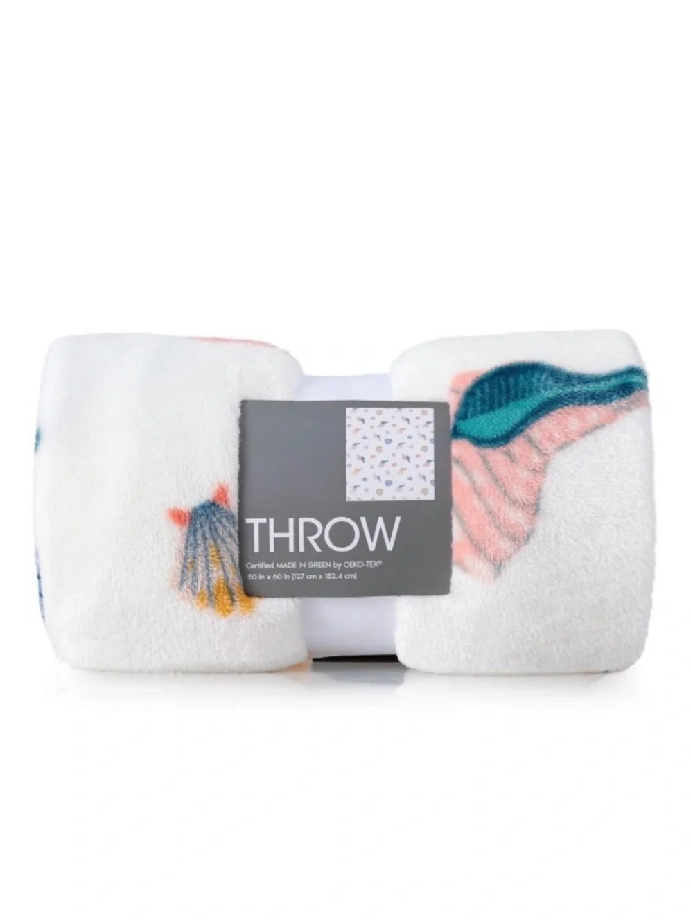 Seashell Printed Plush Throw Blanket Coastal